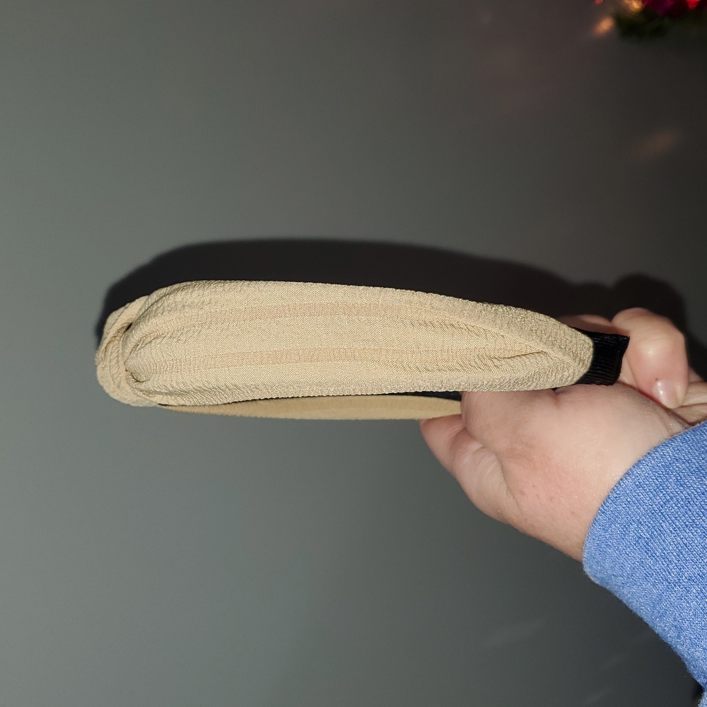 New handmade boutique top knot flexible wide headband tan - Picture 2 of 5